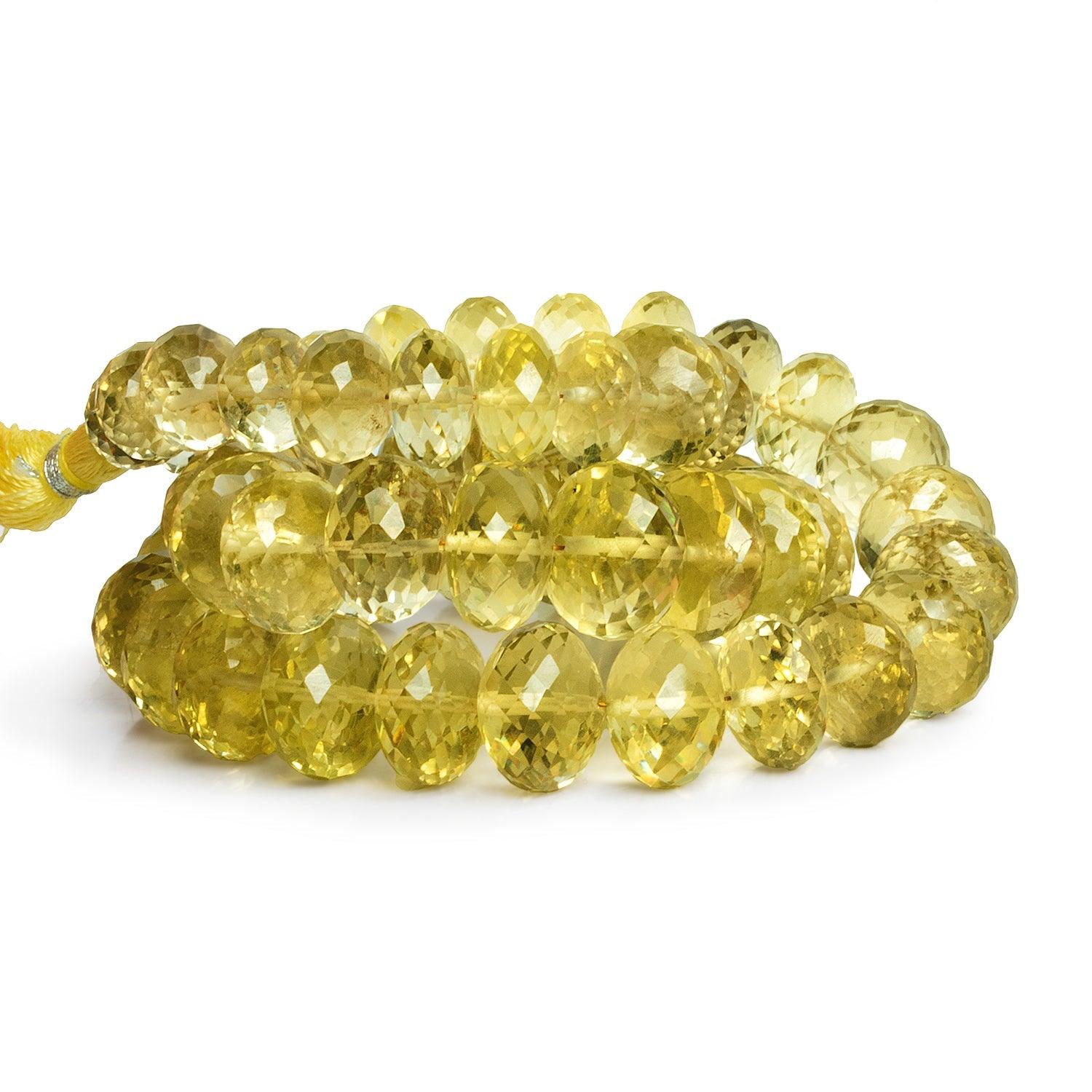 9-16mm Lemon Quartz Faceted Rondelles 15 inch 55 beads - The Bead Traders