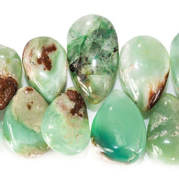 9-18mm Chrysoprase & Matrix plain pear Beads 8 inch 52 pieces - The Bead Traders
