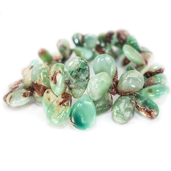 9-18mm Chrysoprase & Matrix plain pear Beads 8 inch 52 pieces - The Bead Traders