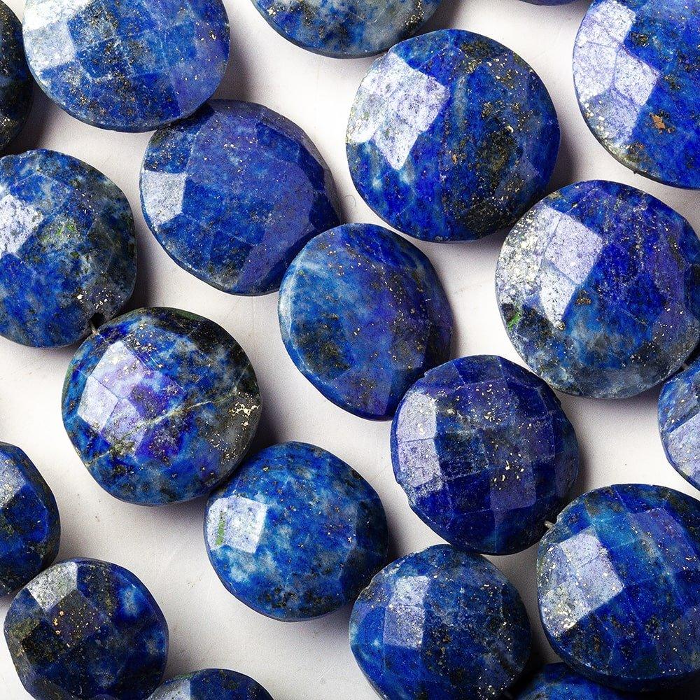 9-18mm Lapis Lazuli faceted coin beads Lot of 110 pieces 5 strands - The Bead Traders
