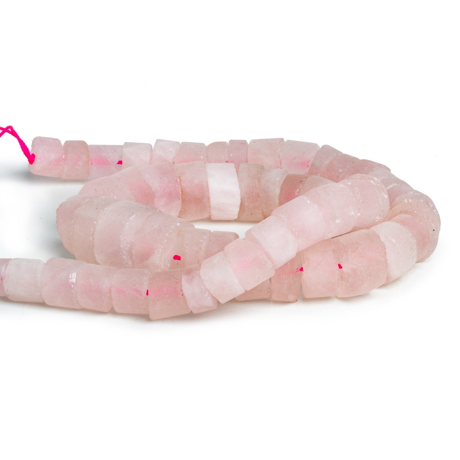 9-18mm Matte Rose Quartz Heishis 15 inch 47 beads AA Grade - The Bead Traders