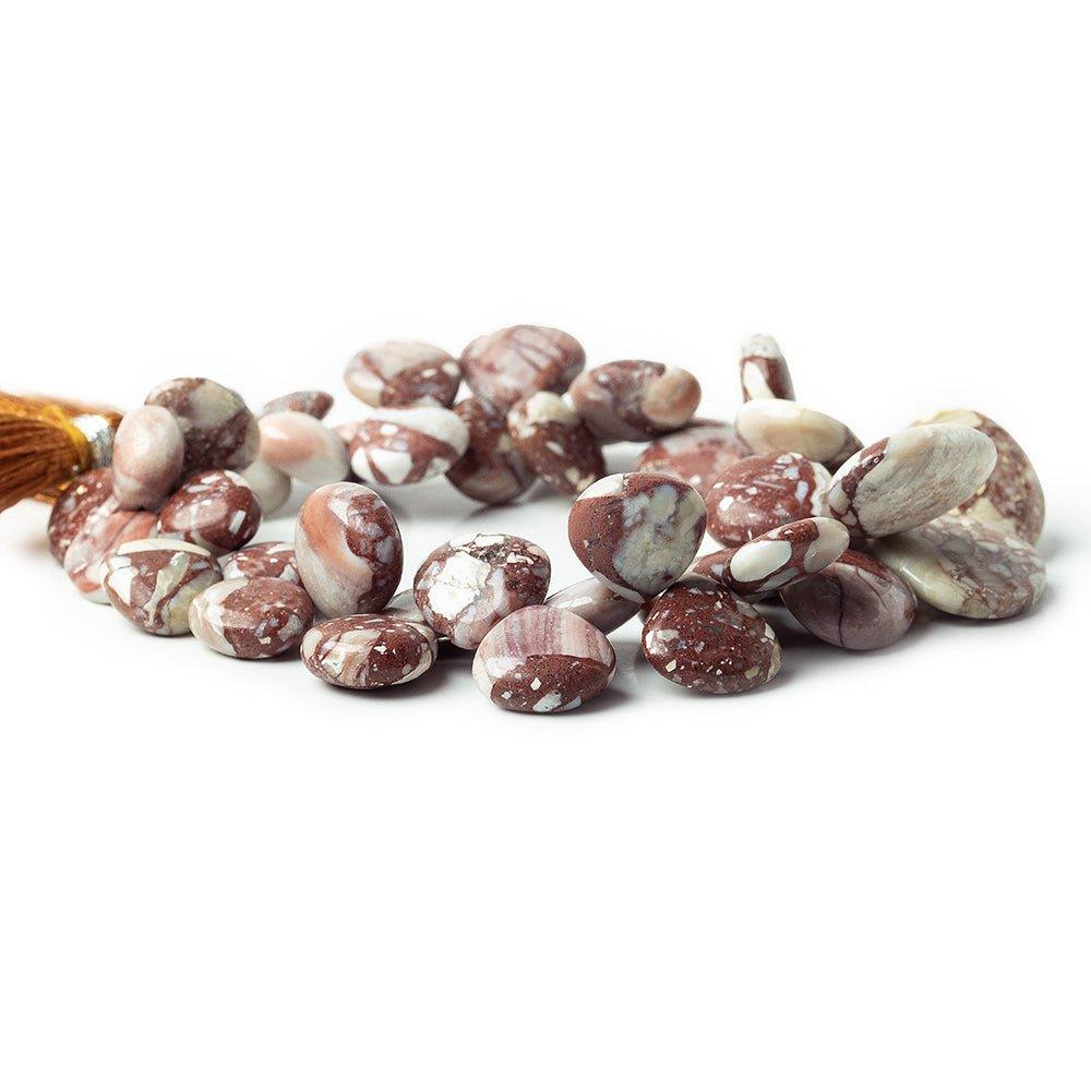 9 - 18mm Red and Grey Brecciated Jasper Plain Heart Beads 7 inch 43 pieces - The Bead Traders