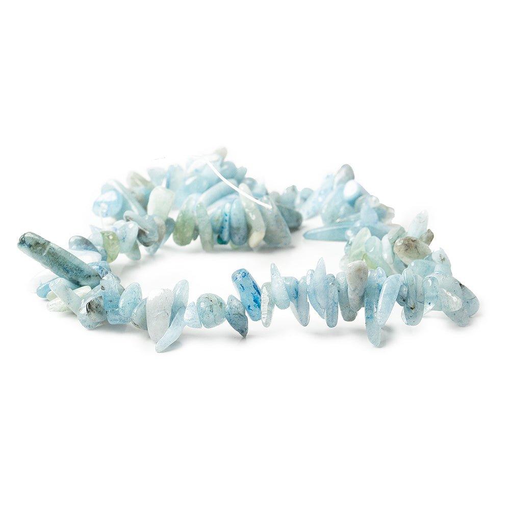 9-19mm Aquamarine top drilled elongated plain nugget 15 inches 100 Beads - The Bead Traders