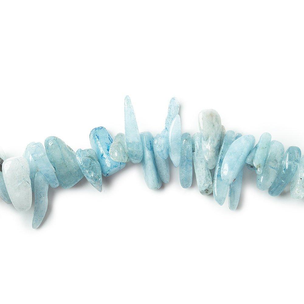 9-19mm Aquamarine top drilled elongated plain nugget 15 inches 100 Beads - The Bead Traders