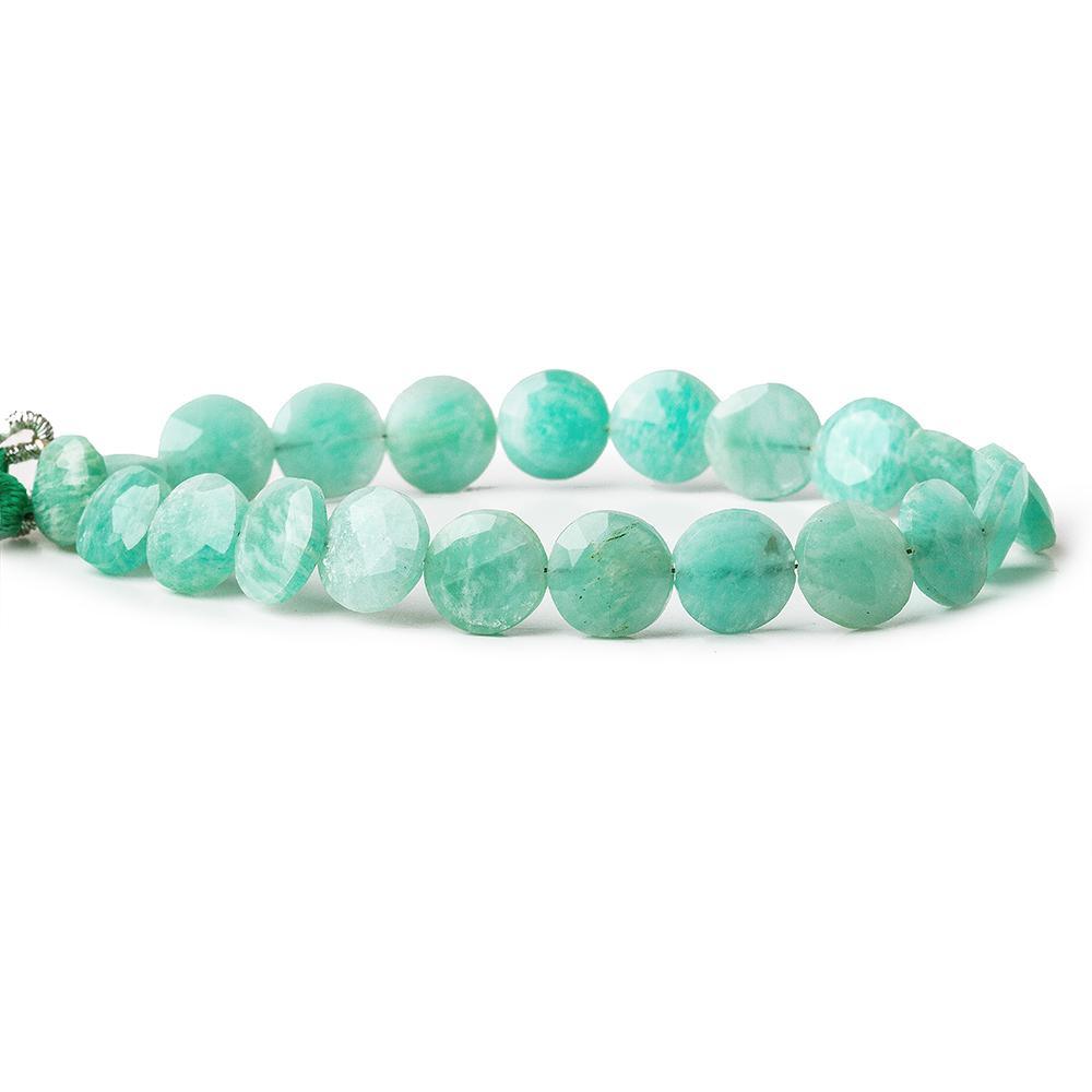 9-9.5mm Amazonite faceted coins 7 inch 18 beads - The Bead Traders