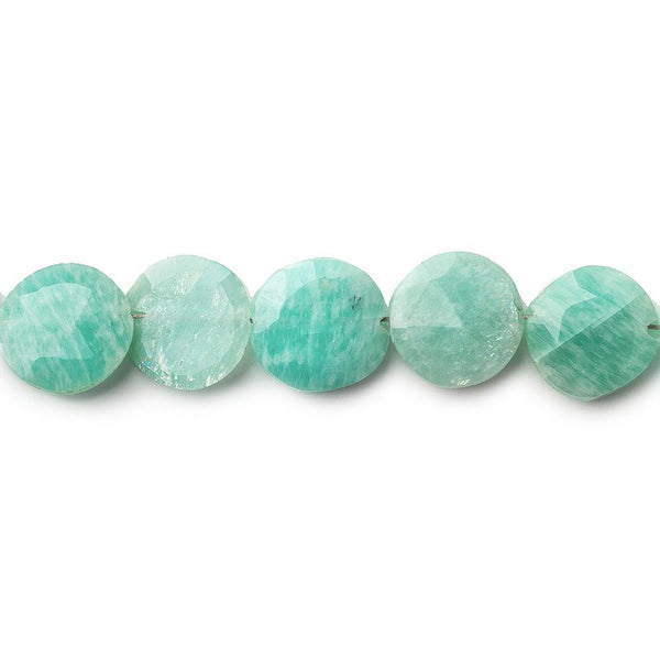 9-9.5mm Amazonite faceted coins 7 inch 18 beads