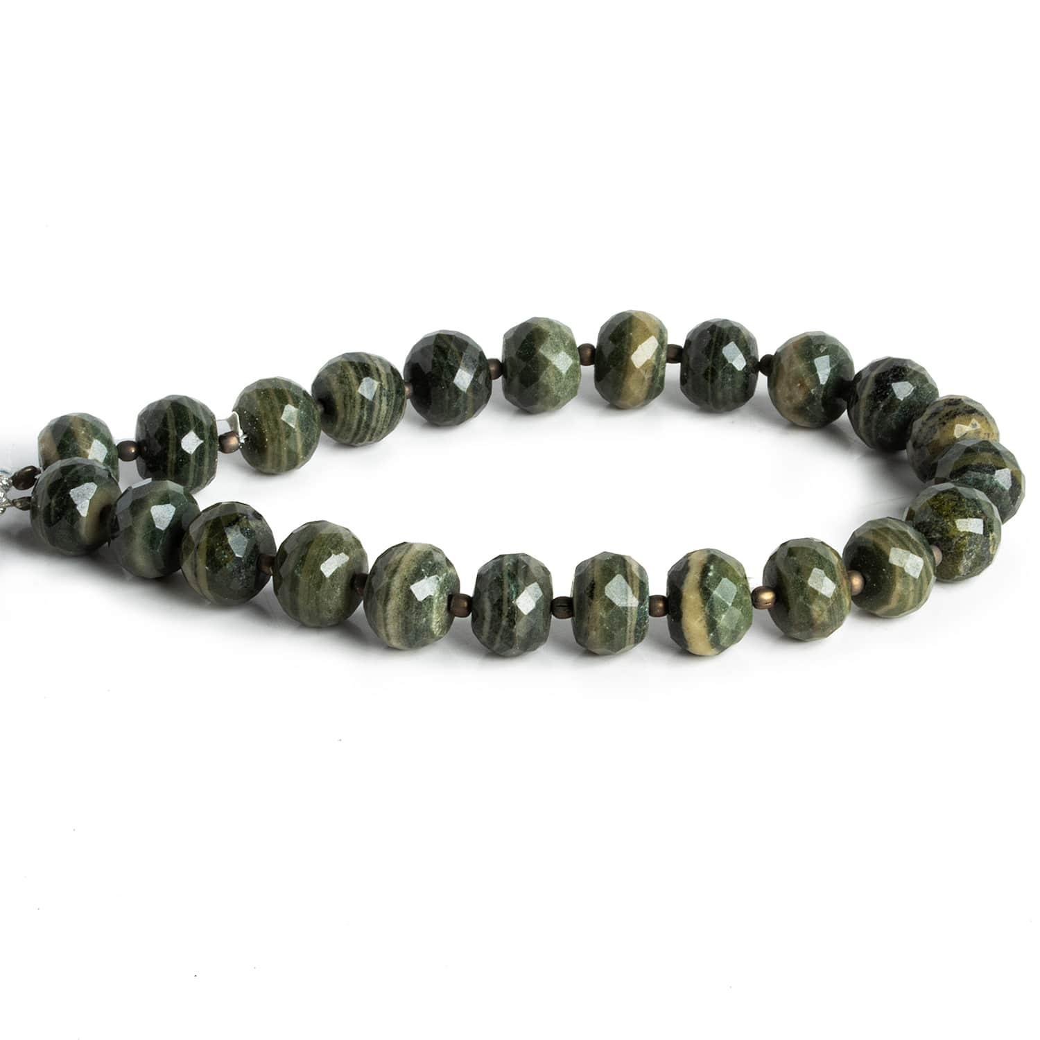 9-9.5mm Olive Green Agate Faceted Rounds 8 inch 23 beads - The Bead Traders