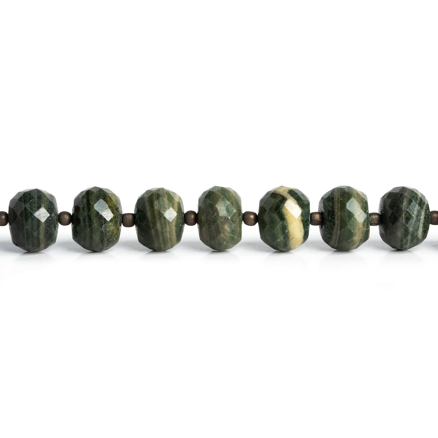 9-9.5mm Olive Green Agate Faceted Rounds 8 inch 23 beads - The Bead Traders