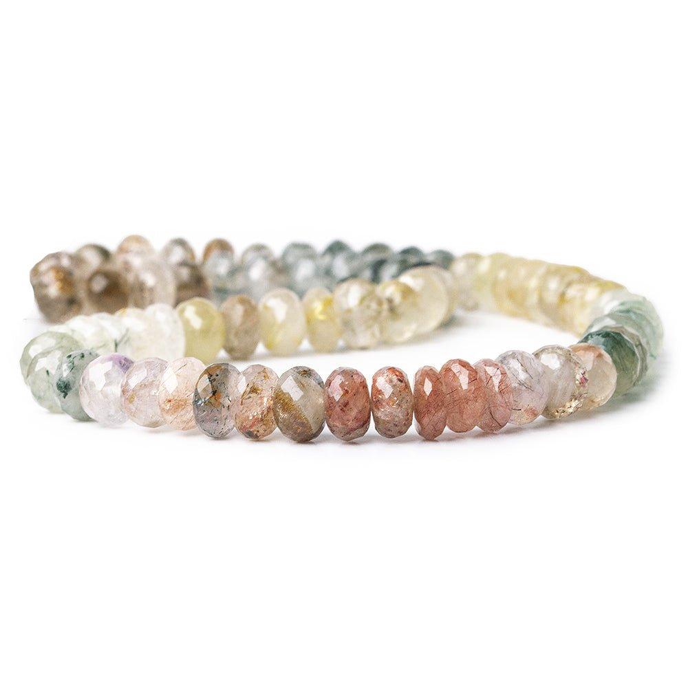 9-9.5mm Rutilated & Tourmalinated Quartz faceted rondelles 16 inch 68 beads - The Bead Traders