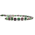 9.5-10.5mm Ruby in Zoisite faceted pillow beads 13.5 inch 29 pieces - The Bead Traders