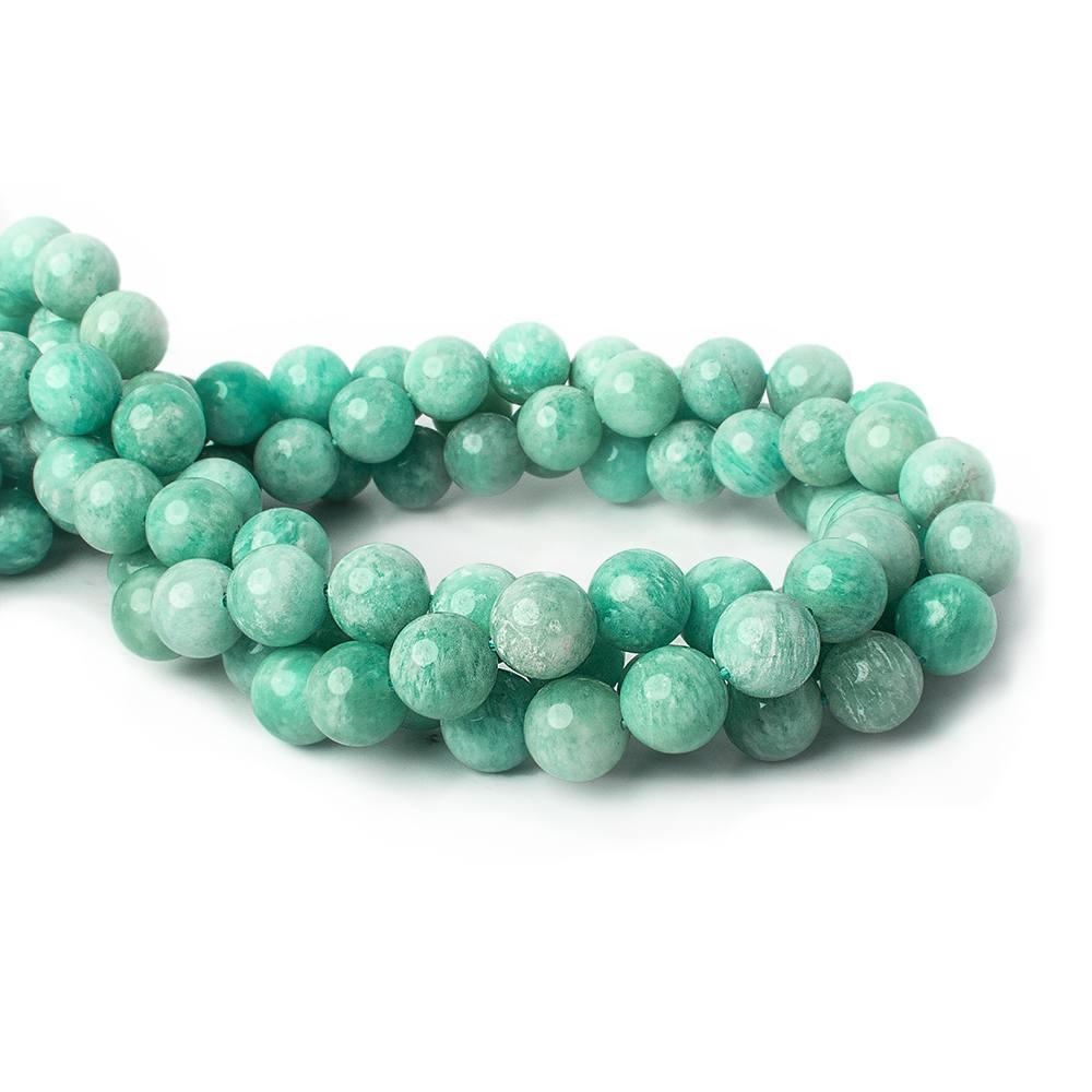9.5-10mm Amazonite plain round beads 16 inch 40 pieces - The Bead Traders