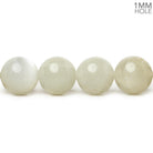 9.5-10mm Grey & Cream Moonstone plain rounds 38 beads 15 inch - The Bead Traders