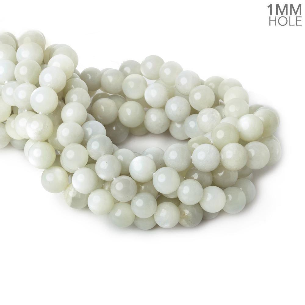 9.5-10mm Grey Moonstone plain rounds 38 beads 15 inch - The Bead Traders