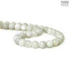9.5-10mm Grey Moonstone plain rounds 38 beads 15 inch - The Bead Traders
