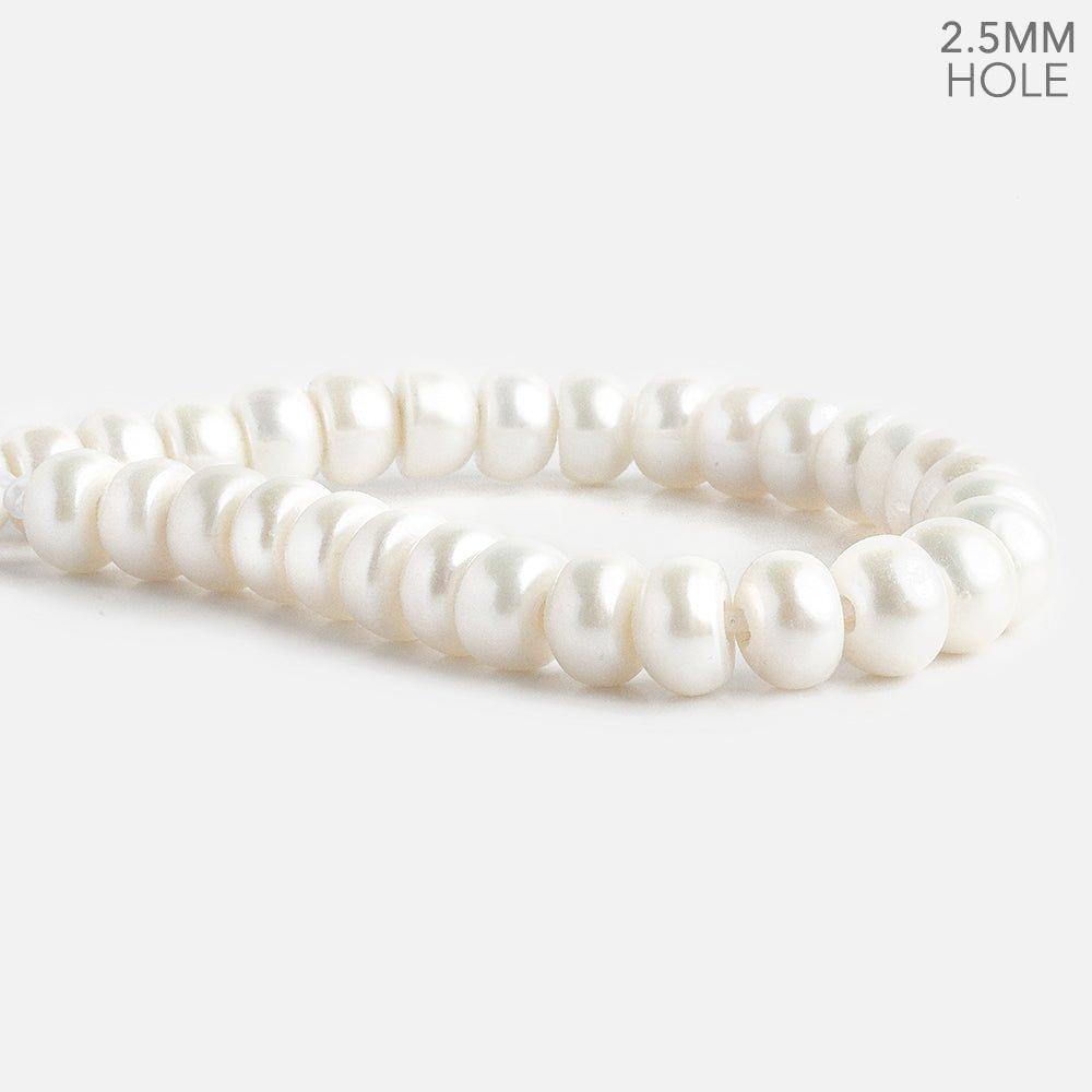 9.5-10mm Off White 2.5mm Large Hole Button Freshwater Pearls 30 pieces - The Bead Traders