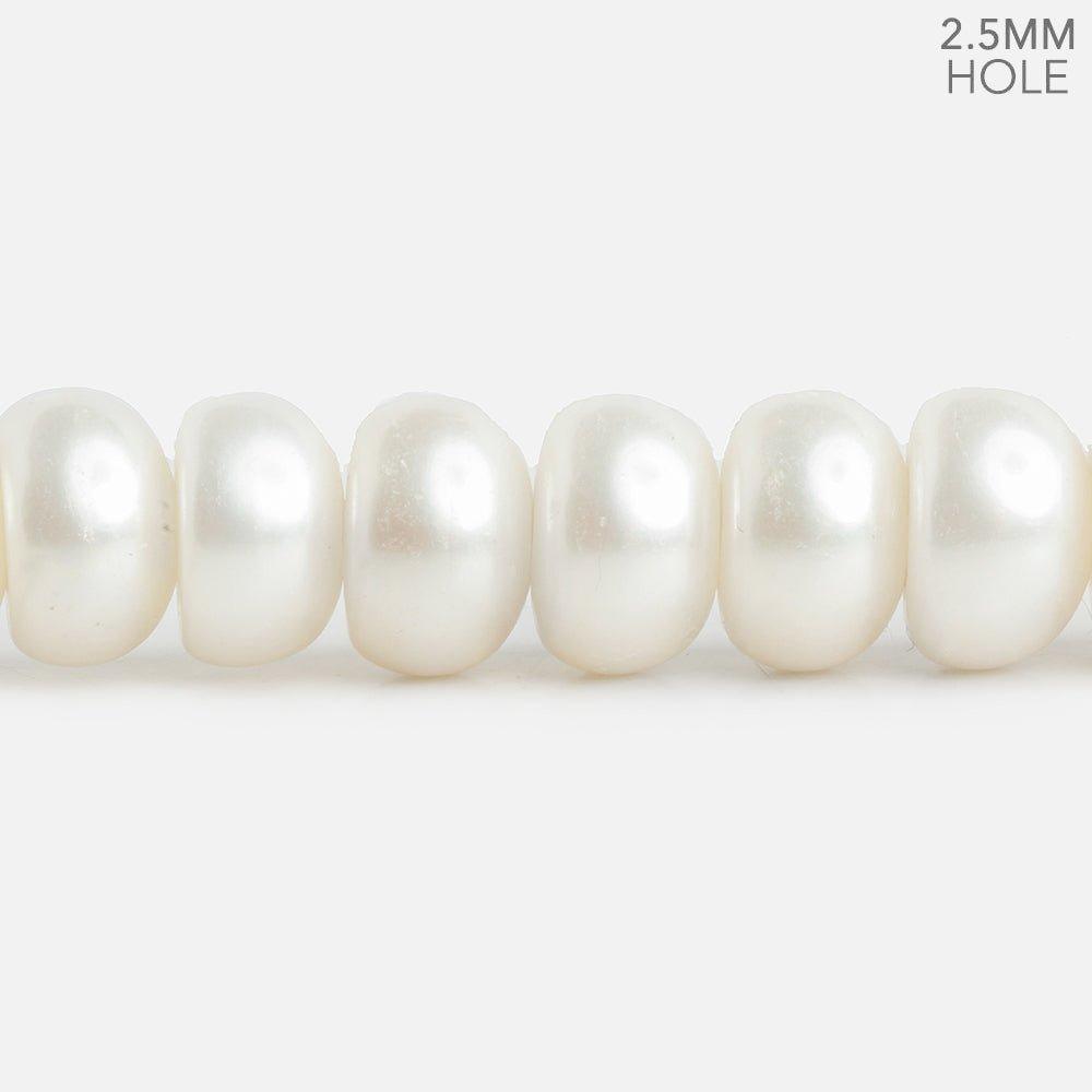 9.5-10mm Off White 2.5mm Large Hole Button Freshwater Pearls 30 pieces - The Bead Traders