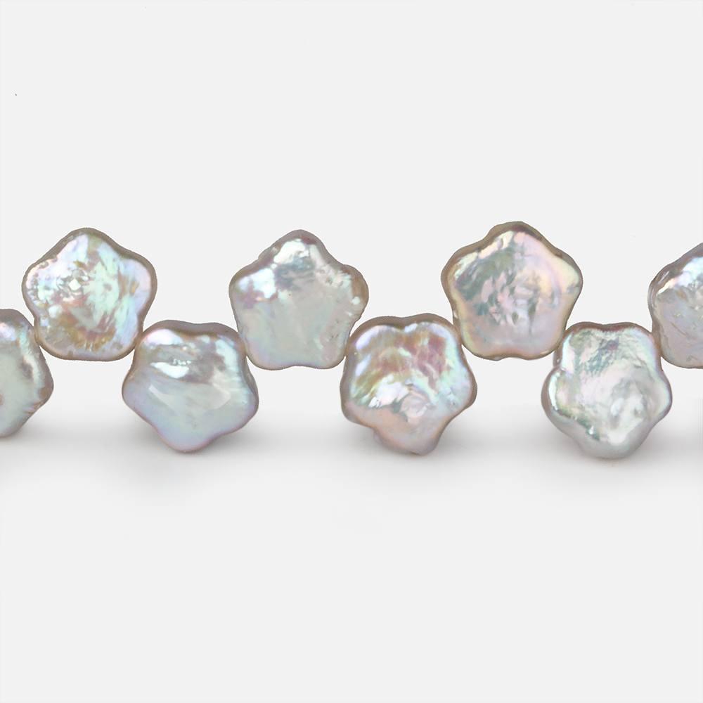 9.5-10mm Silver Star Flower Freshwater Pearls 16 inch 45 pieces - The Bead Traders