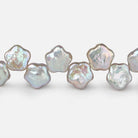 9.5-10mm Silver Star Flower Freshwater Pearls 16 inch 45 pieces - The Bead Traders
