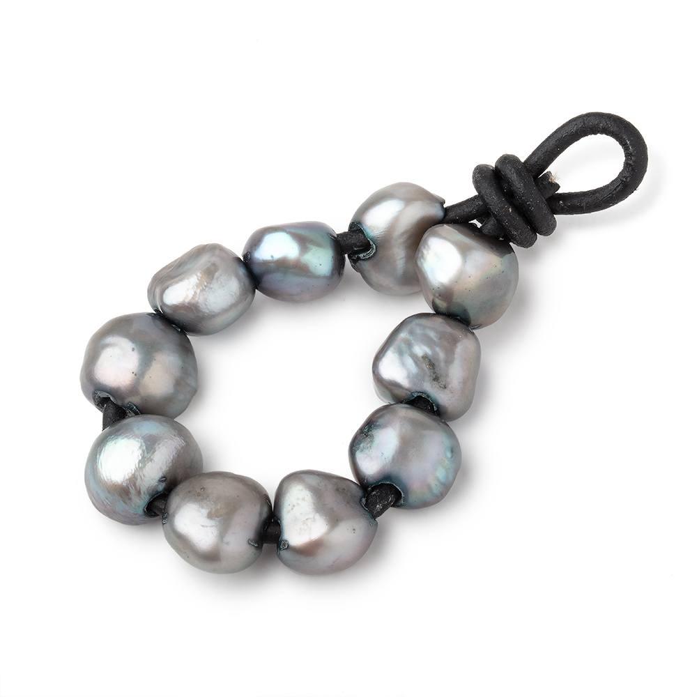 9.5-11.5mm Chambray Blue Baroque large hole Pearls 10 pieces - The Bead Traders