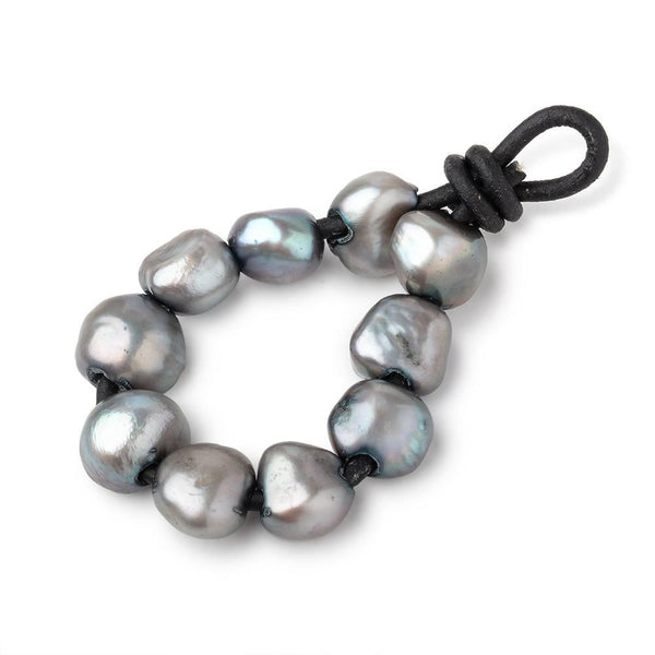 9.5-11.5mm Chambray Blue Baroque large hole Pearls 10 pieces