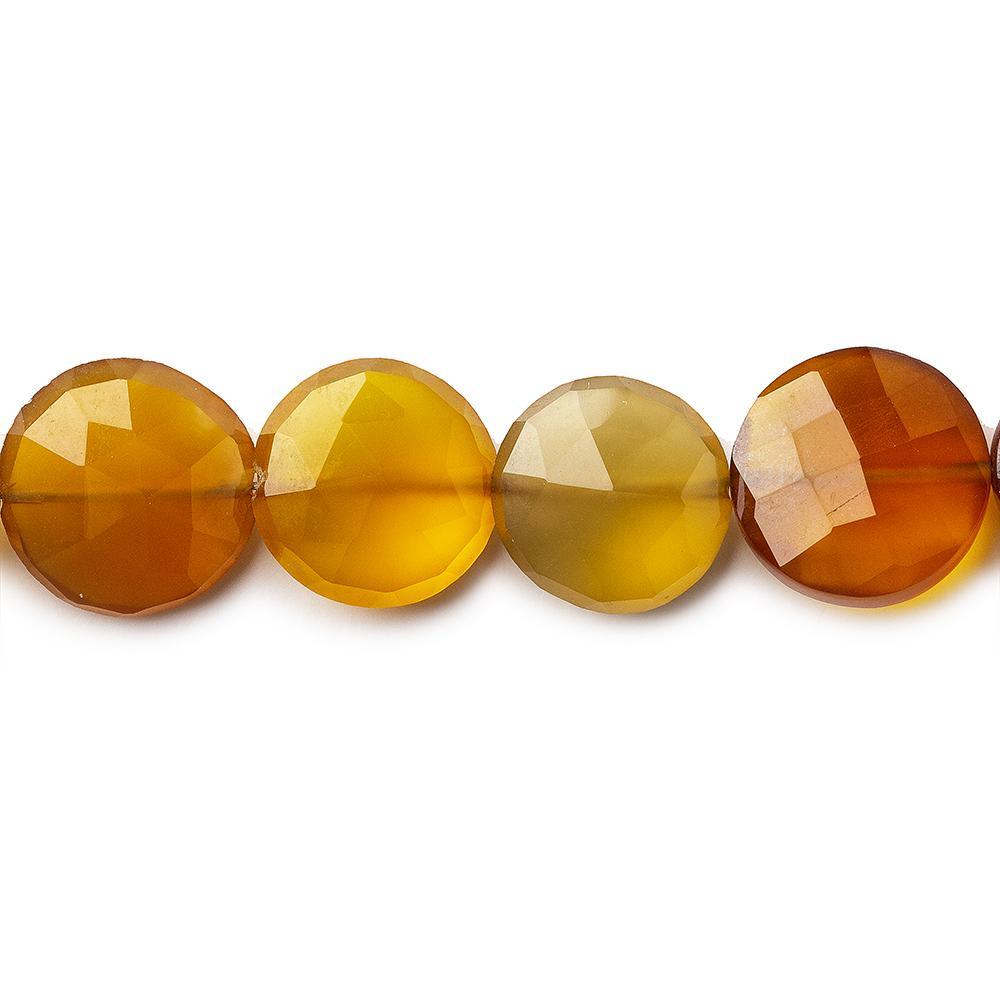 9.5-12.5mm Shaded Amber Chalcedony faceted coins 8.5 inch 21 pieces - The Bead Traders