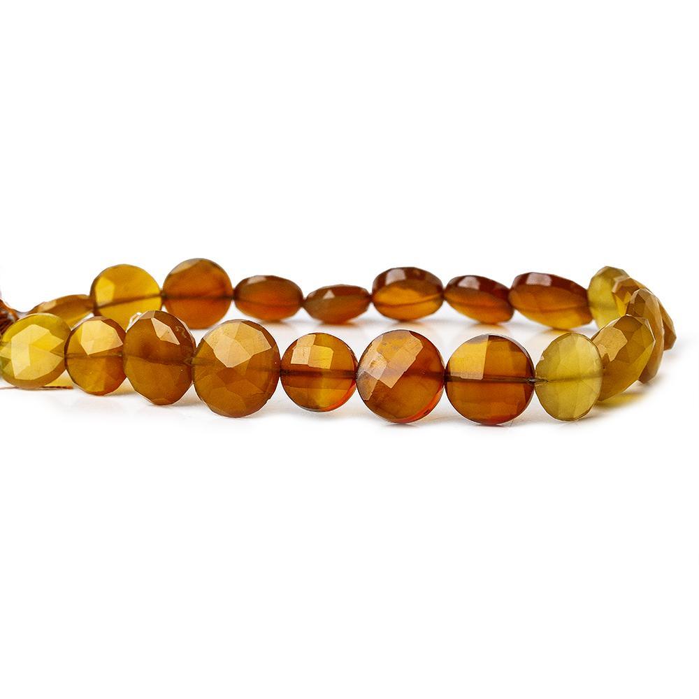 9.5-12.5mm Shaded Amber Chalcedony faceted coins 8.5 inch 21 pieces - The Bead Traders