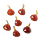 9.5mm Dark Carnelian heart Vermeil Wire Wrapped Focal Bead 1 pc - The Bead Traders
