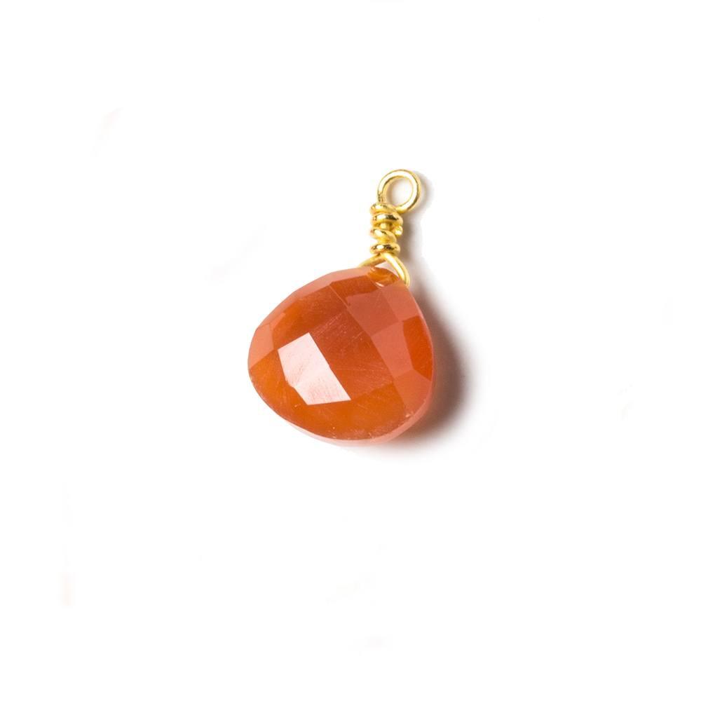 9.5mm Medium Carnelian heart Vermeil Wire Wrapped Pendant Focal Bead 1 pc - The Bead Traders