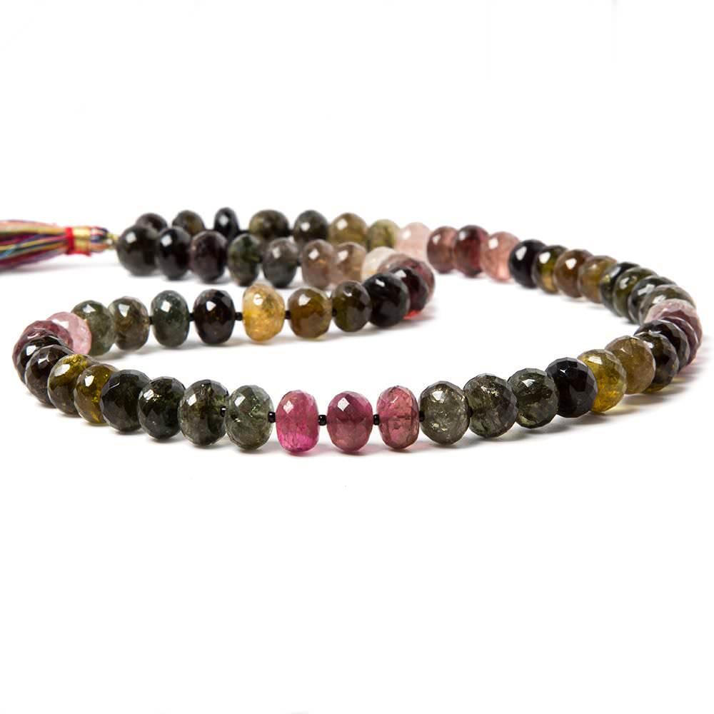 9.5mm Multi Color Tourmaline faceted rondelle beads 17 inch 63 pieces - The Bead Traders