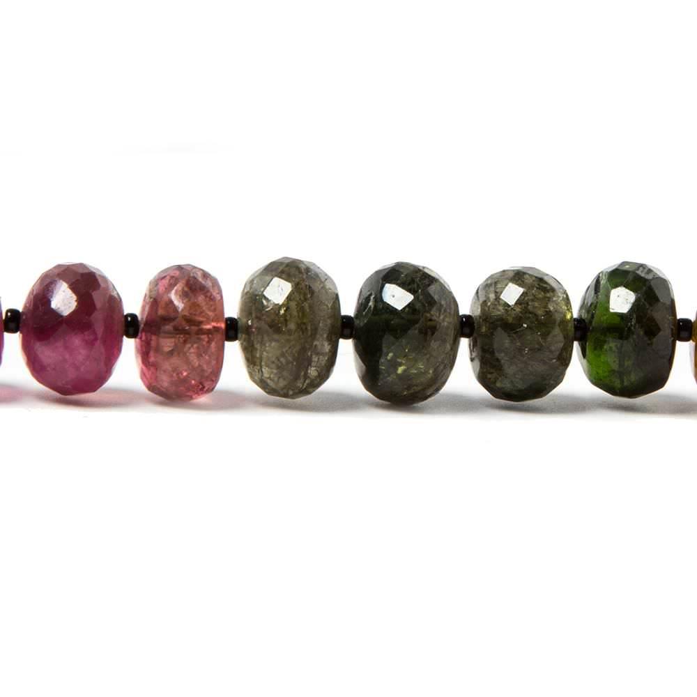 9.5mm Multi Color Tourmaline faceted rondelle beads 17 inch 63 pieces - The Bead Traders