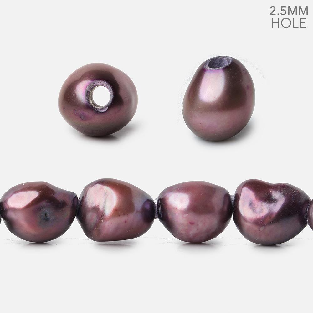 9.5x10-11x12mm Merlot Purple Baroque 2.5mm Large Hole Pearls 15 in. 35 pcs - The Bead Traders