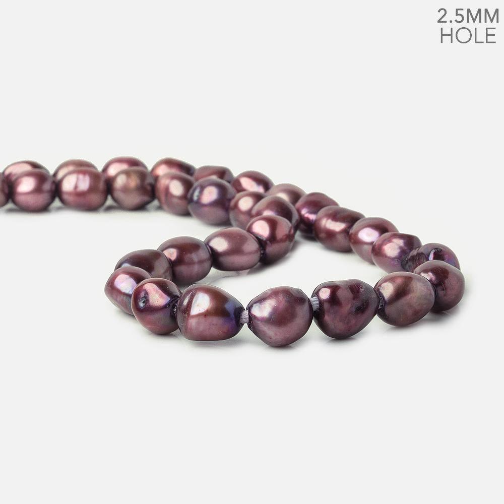 9.5x10-11x12mm Merlot Purple Baroque 2.5mm Large Hole Pearls 15 in. 35 pcs - The Bead Traders