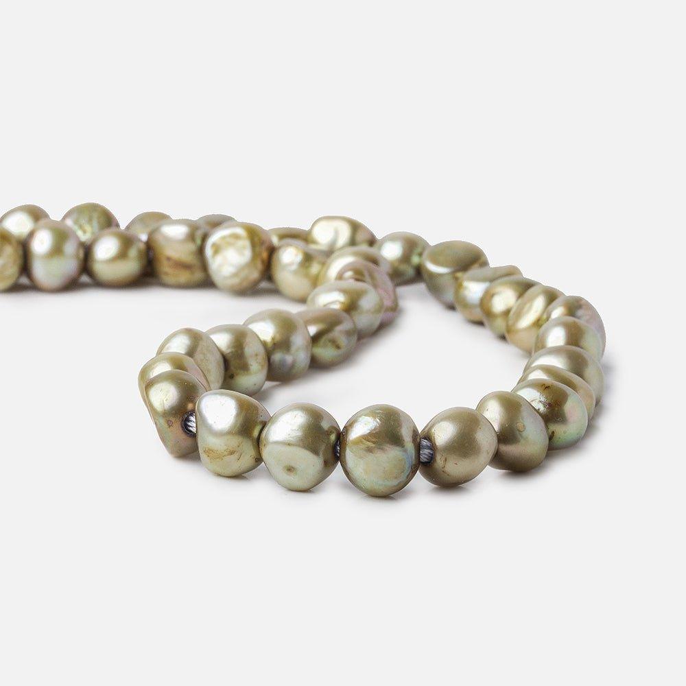9.5x7-11x9.5mm Warm Sage Baroque 2.5mm Large Hole Pearls 15 inch 42 pcs - The Bead Traders