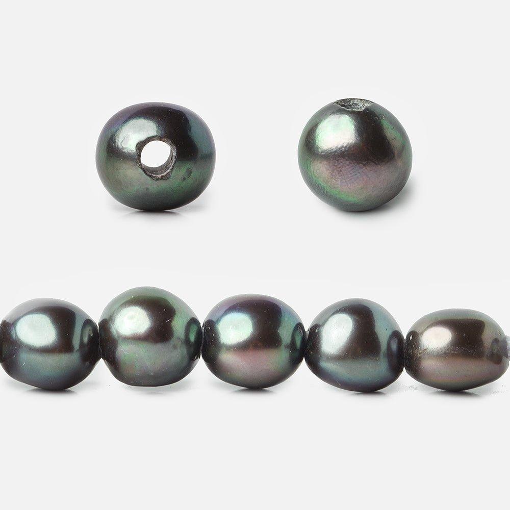 9.5x9.5-11x9.5mm Dark Peacock Baroque 2.5mm Large Hole Pearls 15 in. 43 pcs - The Bead Traders