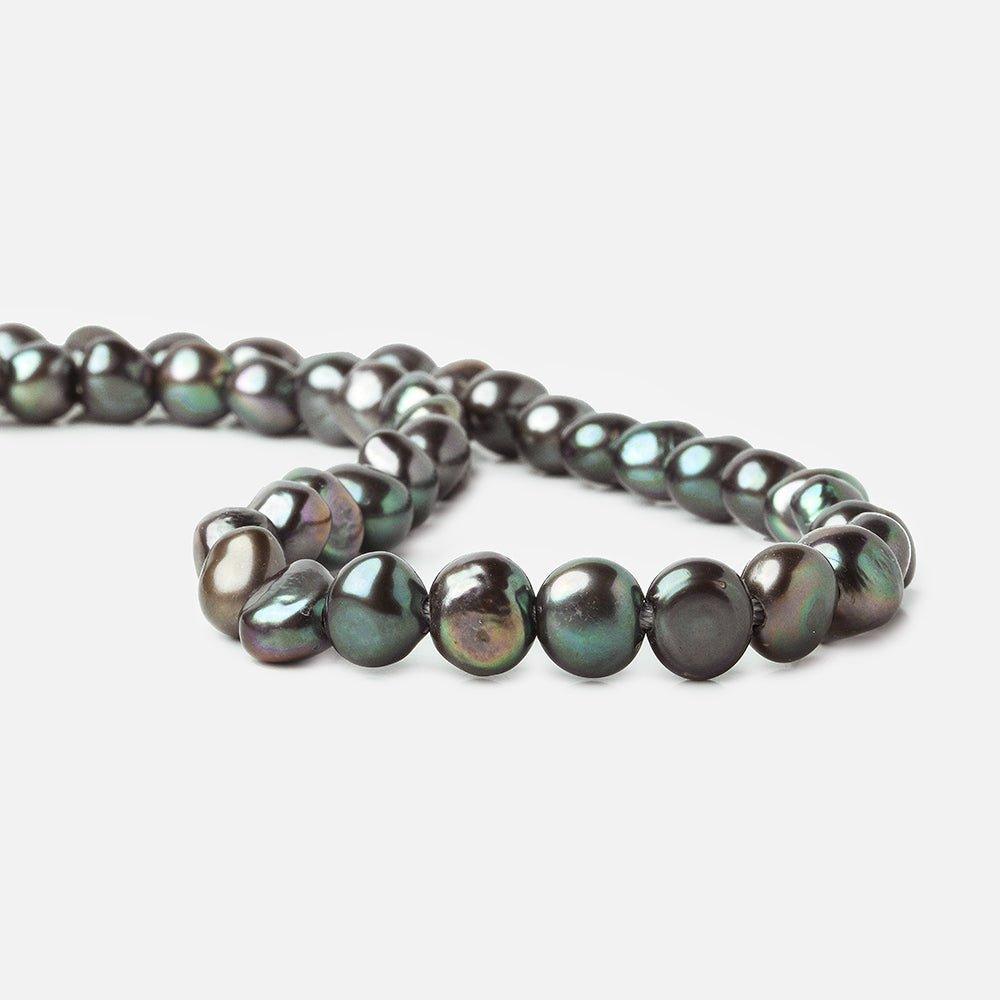 9.5x9.5-11x9.5mm Dark Peacock Baroque 2.5mm Large Hole Pearls 15 in. 43 pcs - The Bead Traders