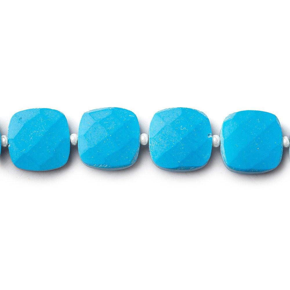 9.5x9.5mm Dyed Turquoise Howlite faceted pillow beads 13.5 inch 31 pieces - The Bead Traders