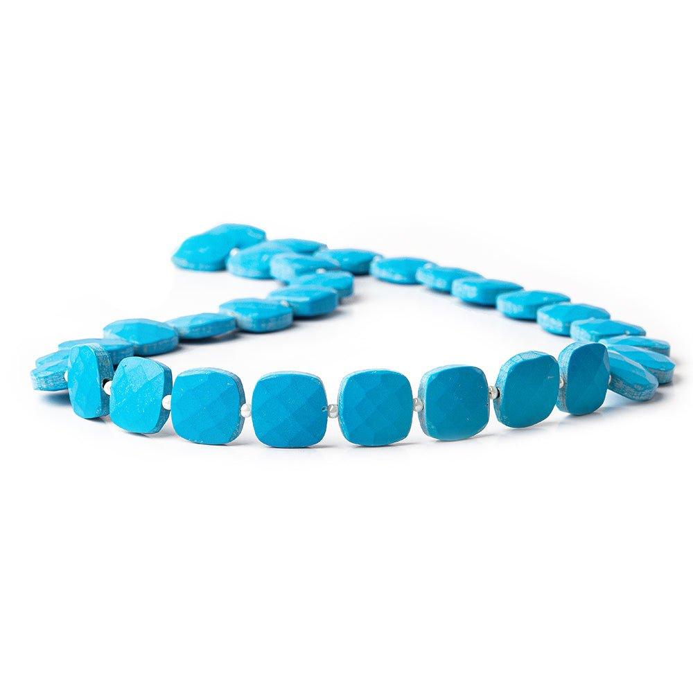 9.5x9.5mm Dyed Turquoise Howlite faceted pillow beads 13.5 inch 31 pieces - The Bead Traders