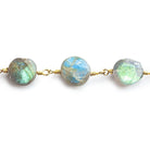 9mm-10.5mm Labradorite Faceted Coin Gold Chain by the Foot 18 pieces - The Bead Traders