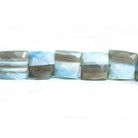 9mm-11mm Denim Blue Opal Faceted Square Beads 8 inch 18 pieces - The Bead Traders