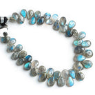 9mm-11mm Labradorite Plain Pear Beads 8.5 inch 45 pieces - The Bead Traders