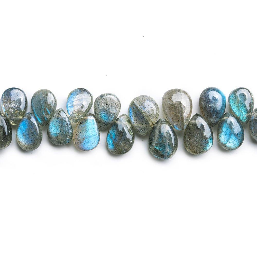 9mm-11mm Labradorite Plain Pear Beads 8.5 inch 45 pieces - The Bead Traders
