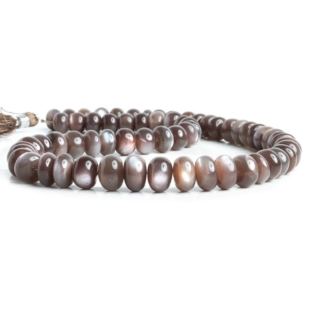 9mm-13mm Chocolate Moonstone Plain Rondelle Beads 16 inch 62 pieces - The Bead Traders