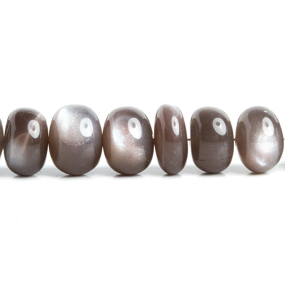 9mm-13mm Chocolate Moonstone Plain Rondelle Beads 16 inch 62 pieces - The Bead Traders