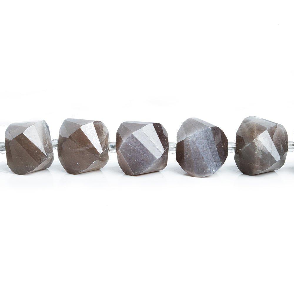 9mm-14mm Chocolate Moonstone Faceted Twist Beads 17 inch 36 pieces - The Bead Traders