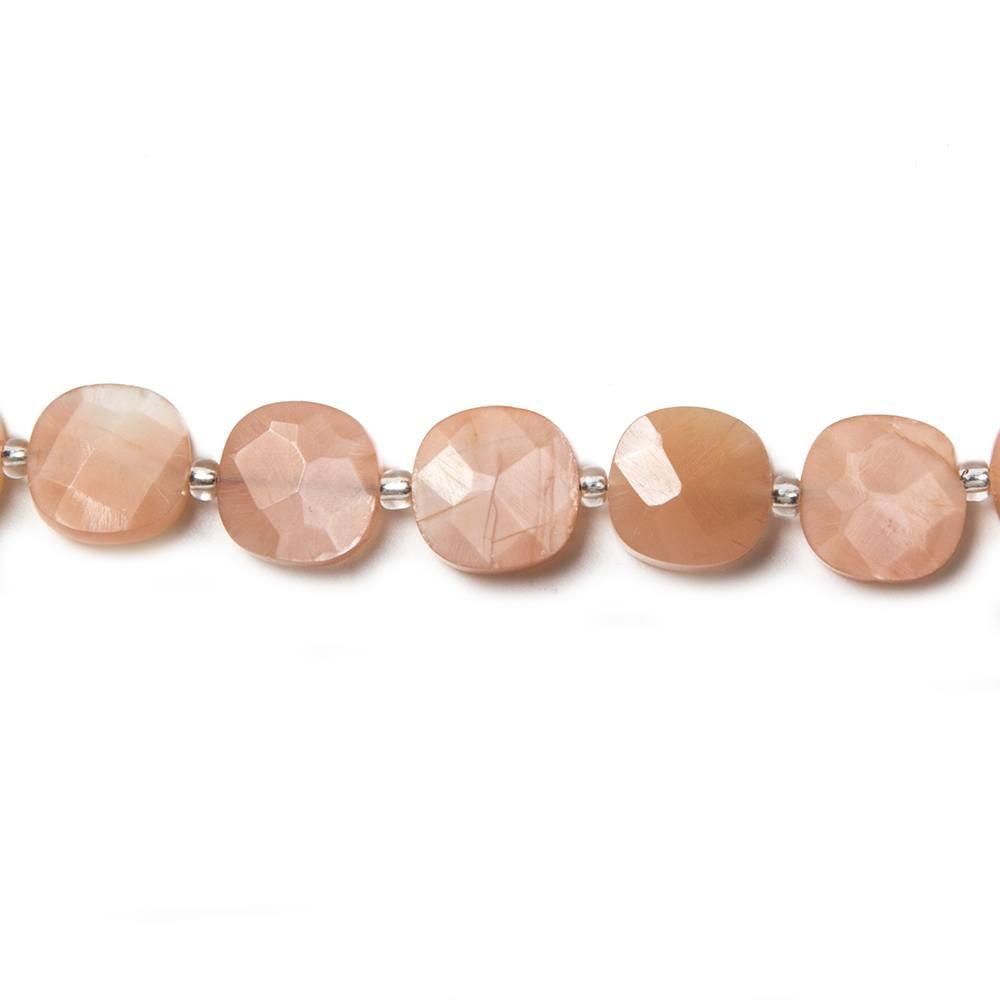 9mm Angel Skin Peach Moonstone faceted pillow beads 13.5 inch 32 pieces - The Bead Traders
