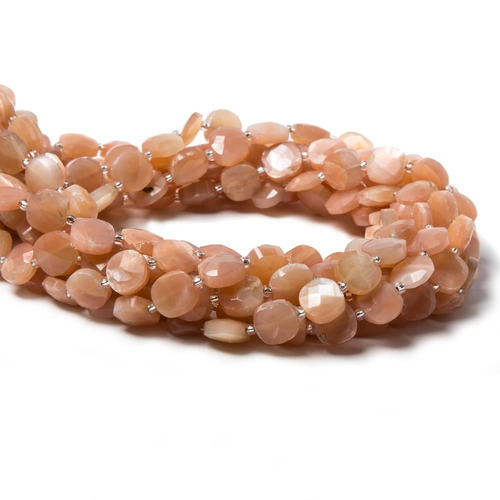 9mm Angel Skin Peach Moonstone faceted pillow beads 13.5 inch 32 pieces - The Bead Traders