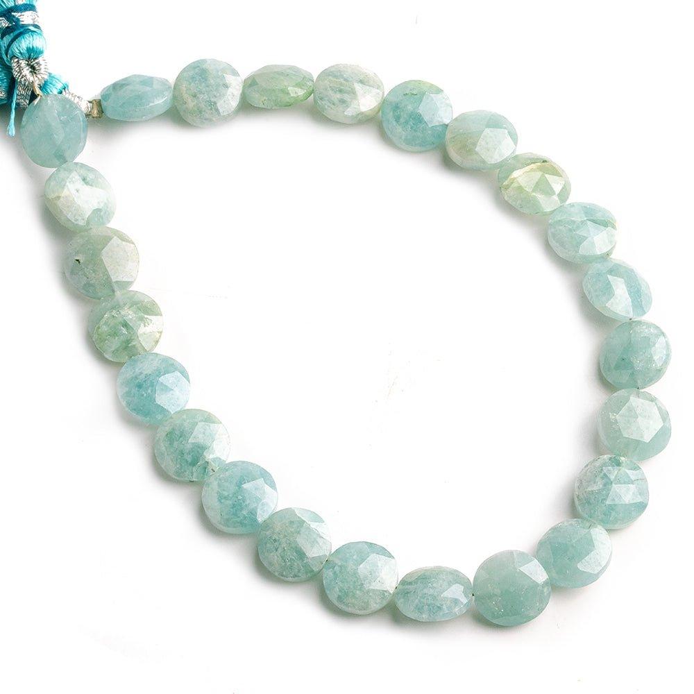 9mm Aquamarine Faceted Coin Beads 8 inch - The Bead Traders