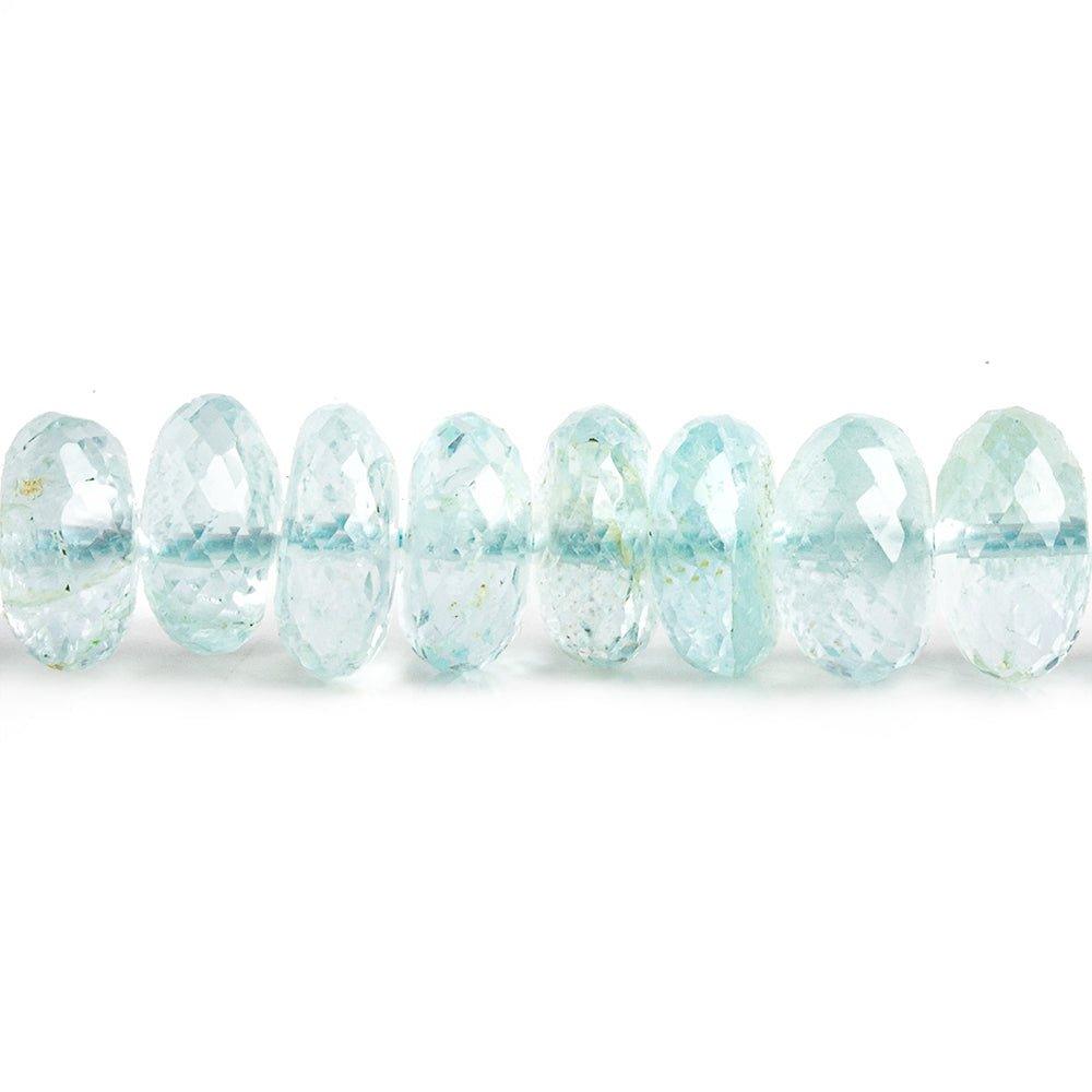 9mm Aquamarine Faceted Rondelle Beads 15 inch 83 pieces - The Bead Traders
