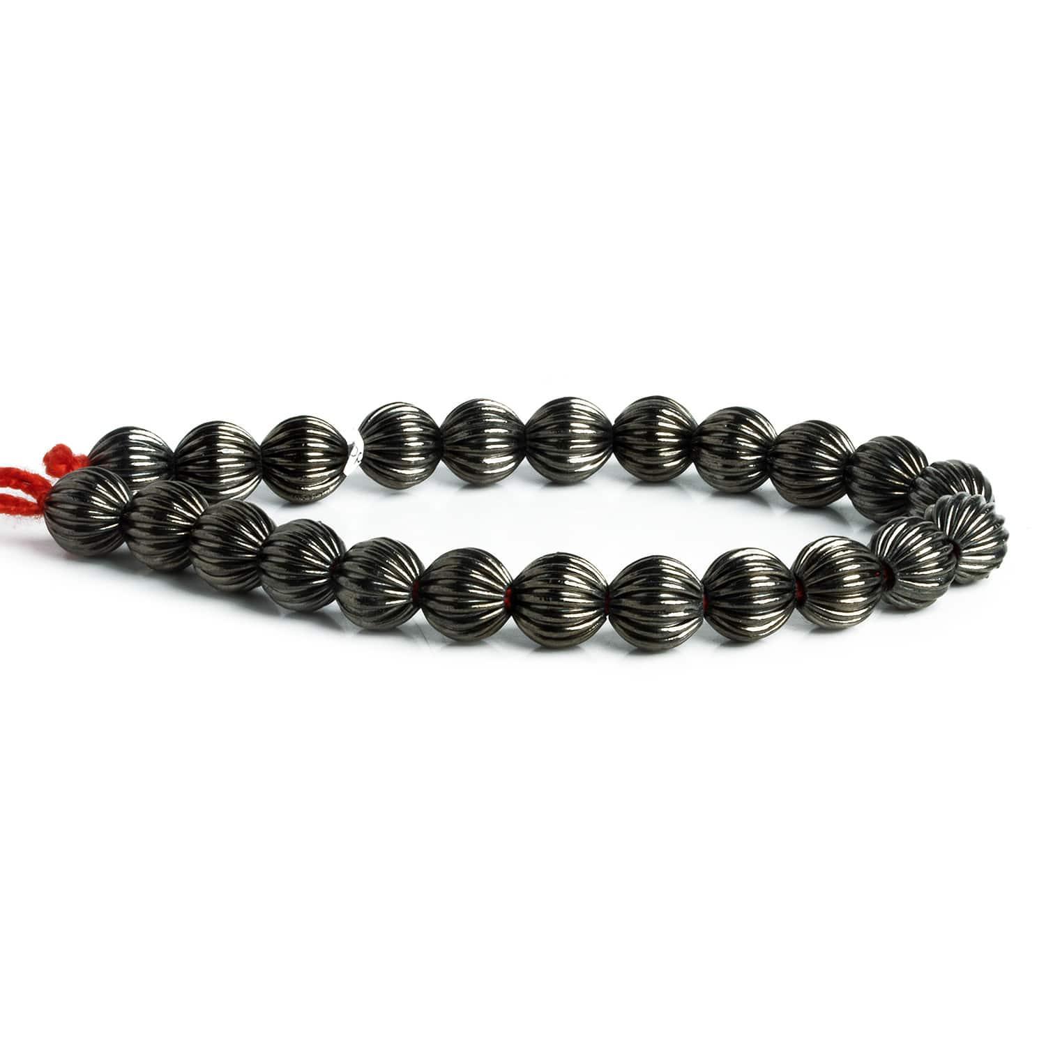 9mm Black Gold Plated Copper Corrugated Rounds 8 inch 23 beads - The Bead Traders