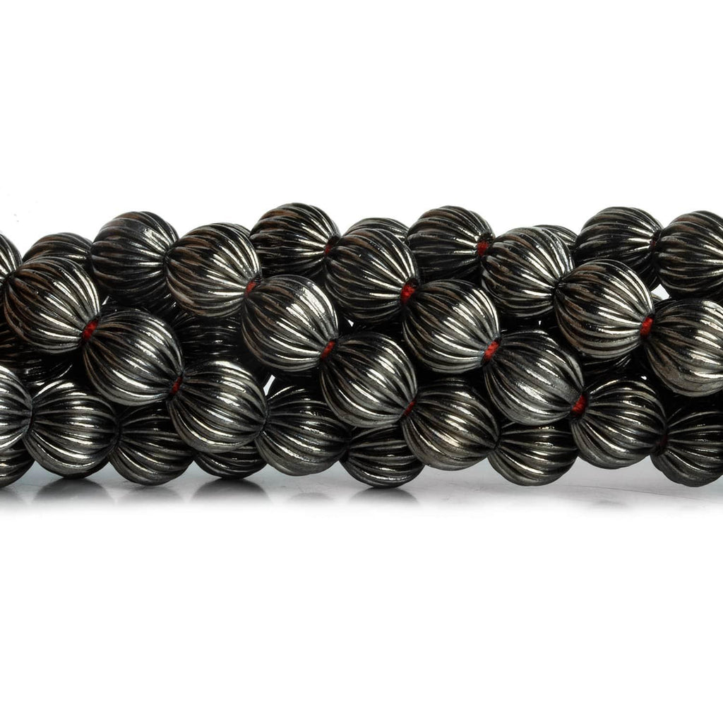 9mm Black Gold Plated Copper Corrugated Rounds 8 inch 23 beads - The Bead Traders